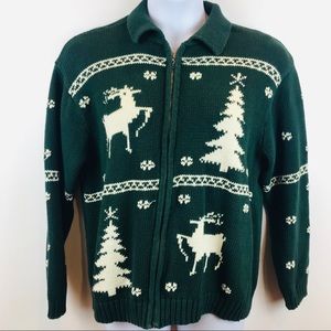 Crazy Horse Green front zip sweater size XL